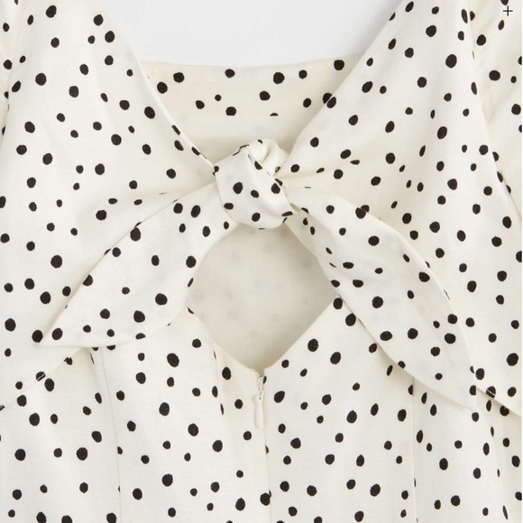 NWT LOFT Petite Dotted Tie Back Flare Dress - Picture 2 of 3